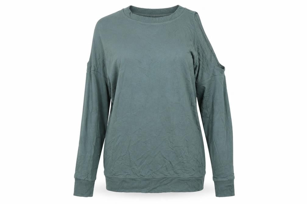 Front view of River Island women’s green jumper, size UK 6