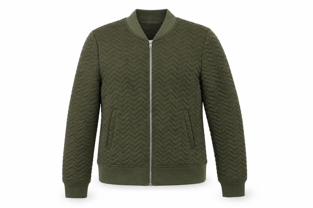 Front view of Atmosphere women’s green full zip sweatshirt, size UK 8