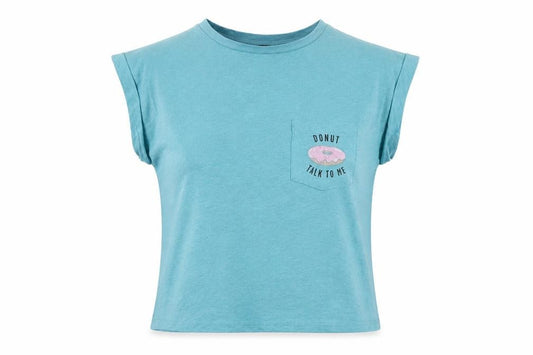 Front view of Atmosphere women’s green basic t-shirt, size UK 6