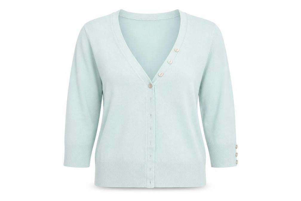 Front view of Wallis women’s grey cardigan jumper, size UK 12