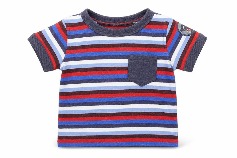 Front view of Next Baby Multicoloured Striped Basic T-Shirt, size 3-6, Months