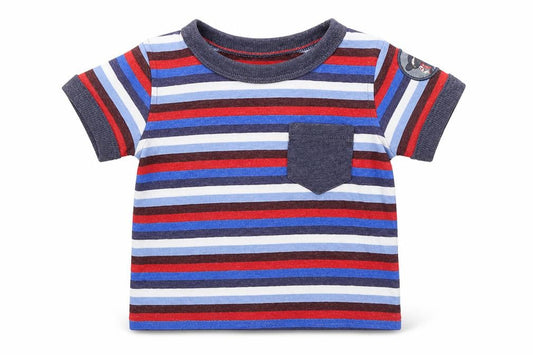 Front view of Next Baby Multicoloured Striped Basic T-Shirt, size 3-6, Months