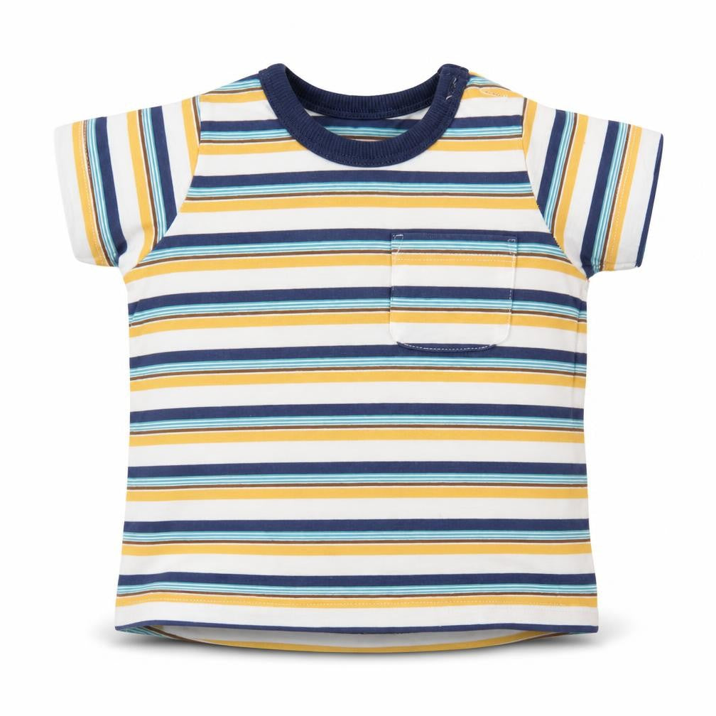 Front view of Matalan Baby Multicoloured Striped Basic T-Shirt, size 3-6, Months