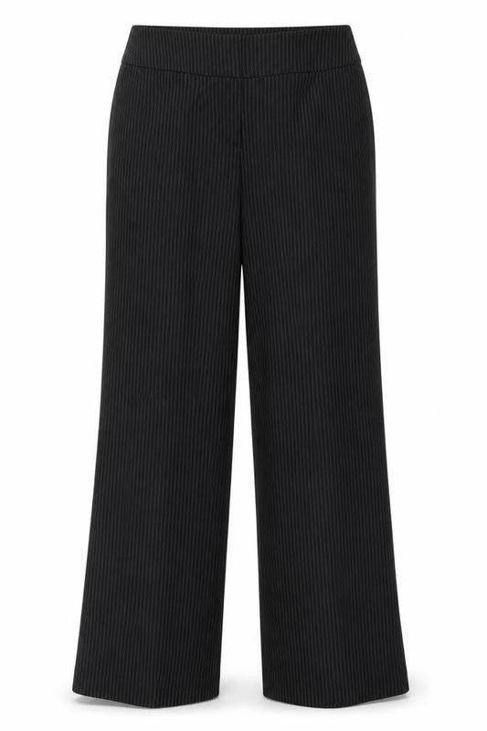 Front view of Papaya women’s brown striped dress pants trousers, size UK 10, 28-inch leg