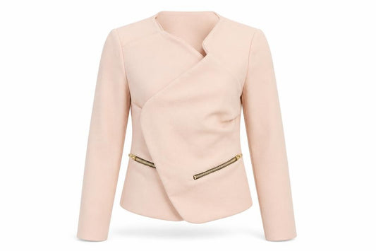 Front view of Select women’s beige jacket, size UK 8