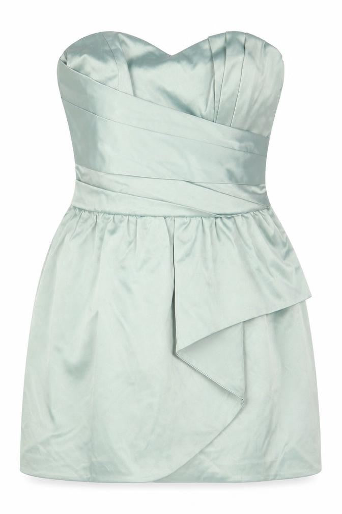 Front view of Miss Selfridge women’s green mini, size UK 8
