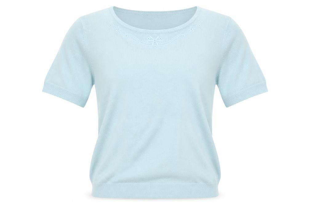 Front view of Marks & Spencer women’s green jumper, size UK 12