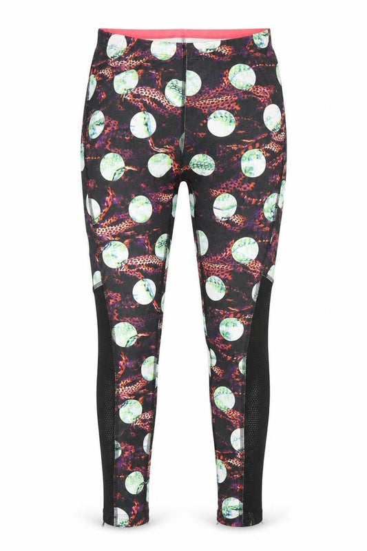 Front view of Reebok women’s multicoloured animal print compression leggings, size XS, 27-inch leg