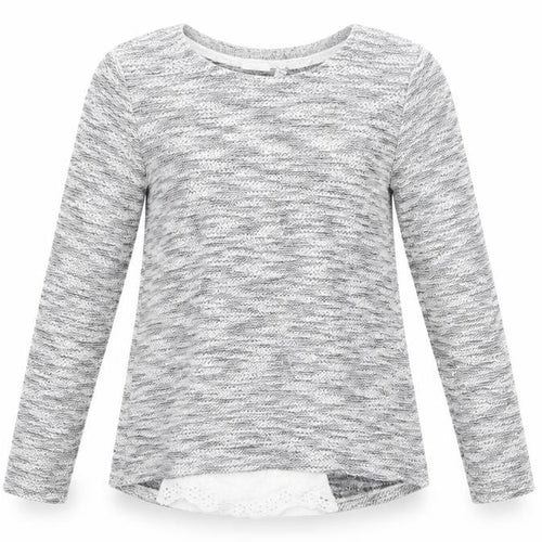 Florence and Fred Girls Grey   Pullover Jumper Size 9-10 Years  - Subtle shimmer effect, Grey Black White Mix Fabric Insert to back