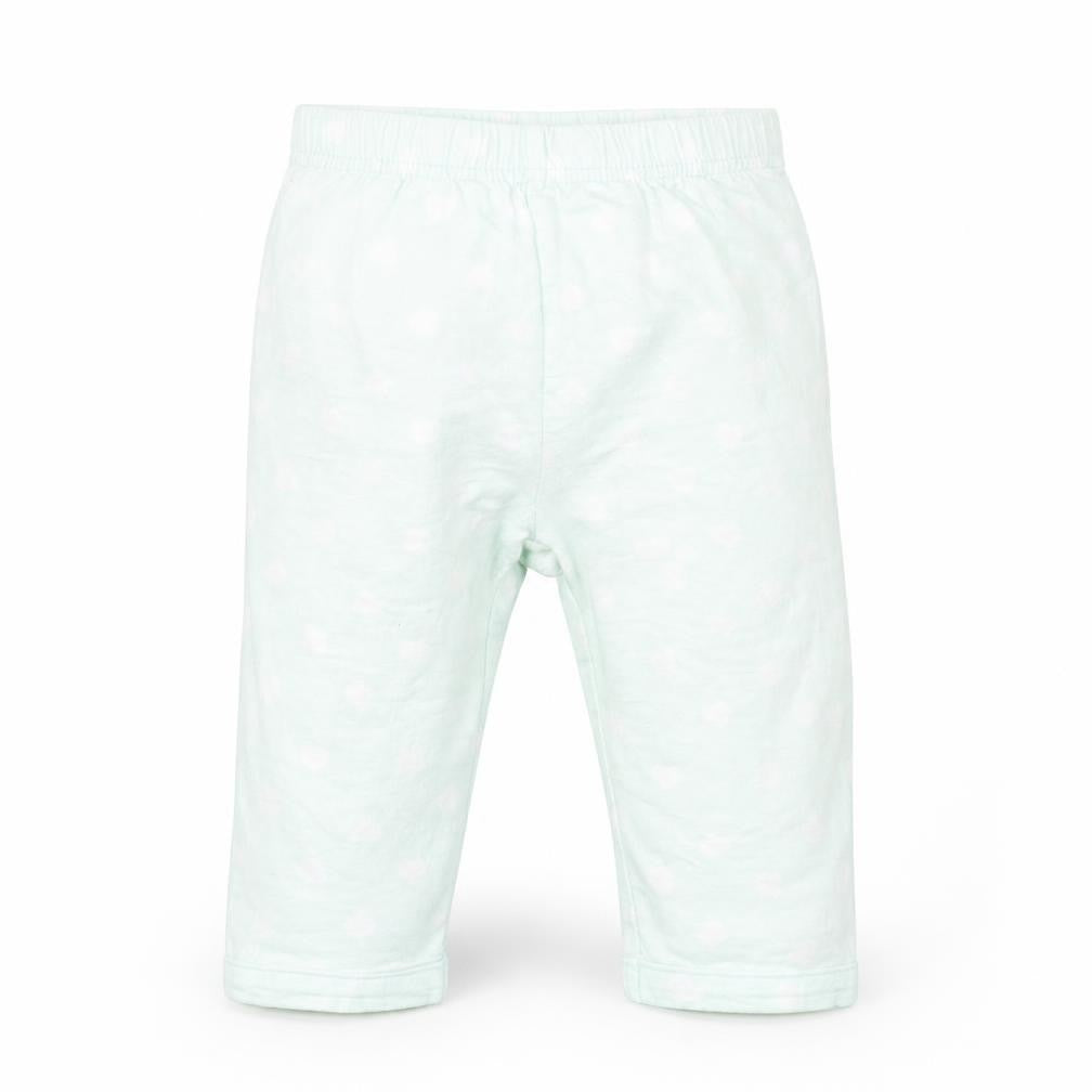Front view of Primark Baby Green Spotted Capri Trousers, size 9-12, Months