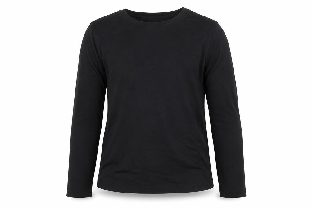 Front view of GW CLASSY girls’ black basic t-shirt, size 5-6, years