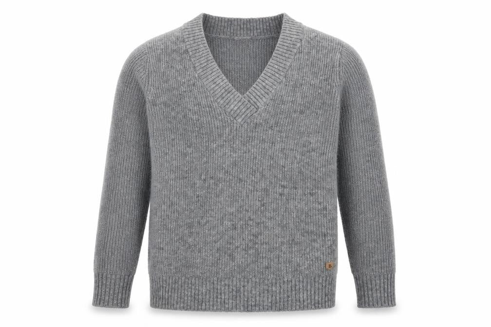 Front view of BROWNIE men’s grey jumper, size S