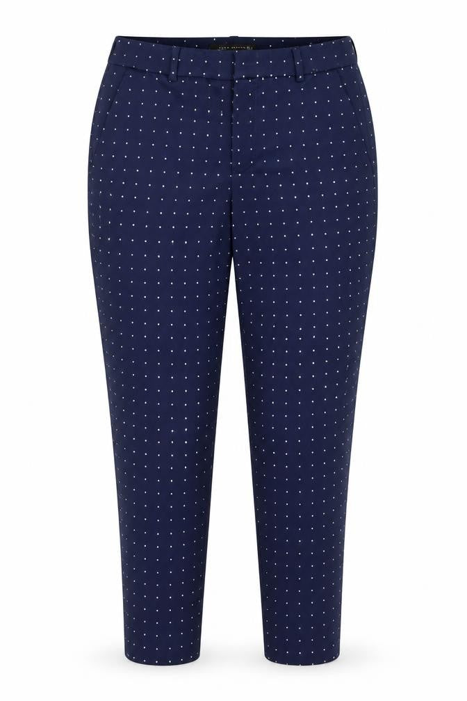 Front view of Zara women’s blue argyle/diamond trousers, size M, 27-inch leg