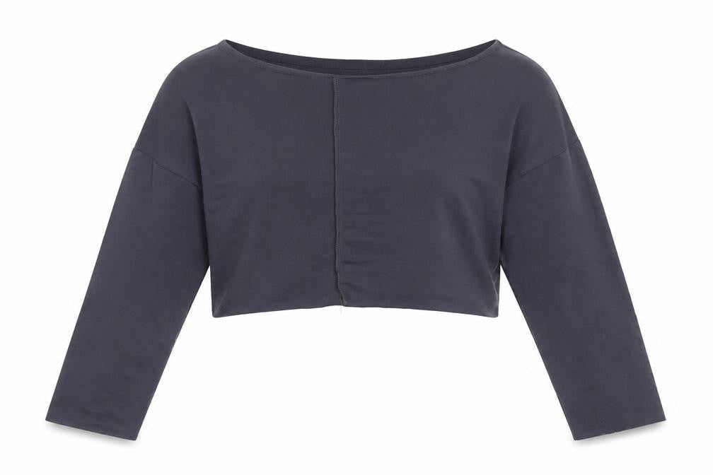 Front view of PRETTYLITTLETHING women’s blue pullover sweatshirt, size UK 8