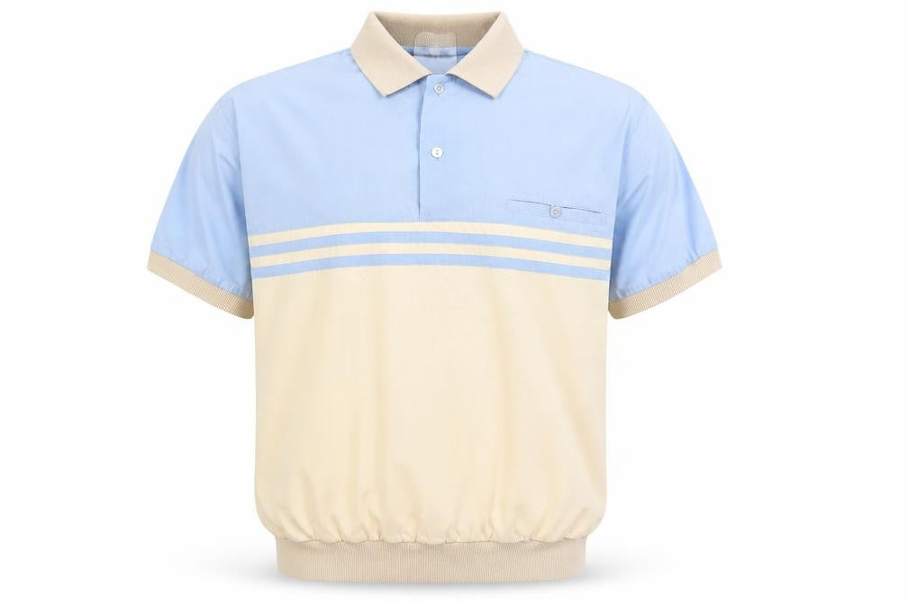 Front view of THE COLLECTION men’s multicoloured colourblock polo, size M