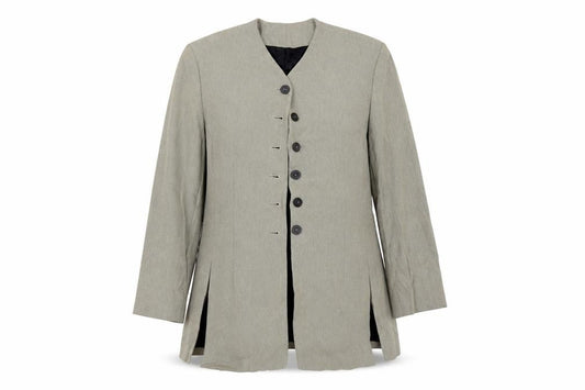 Front view of Betty Barclay women’s multicoloured chevron jacket suit jacket, size UK 14