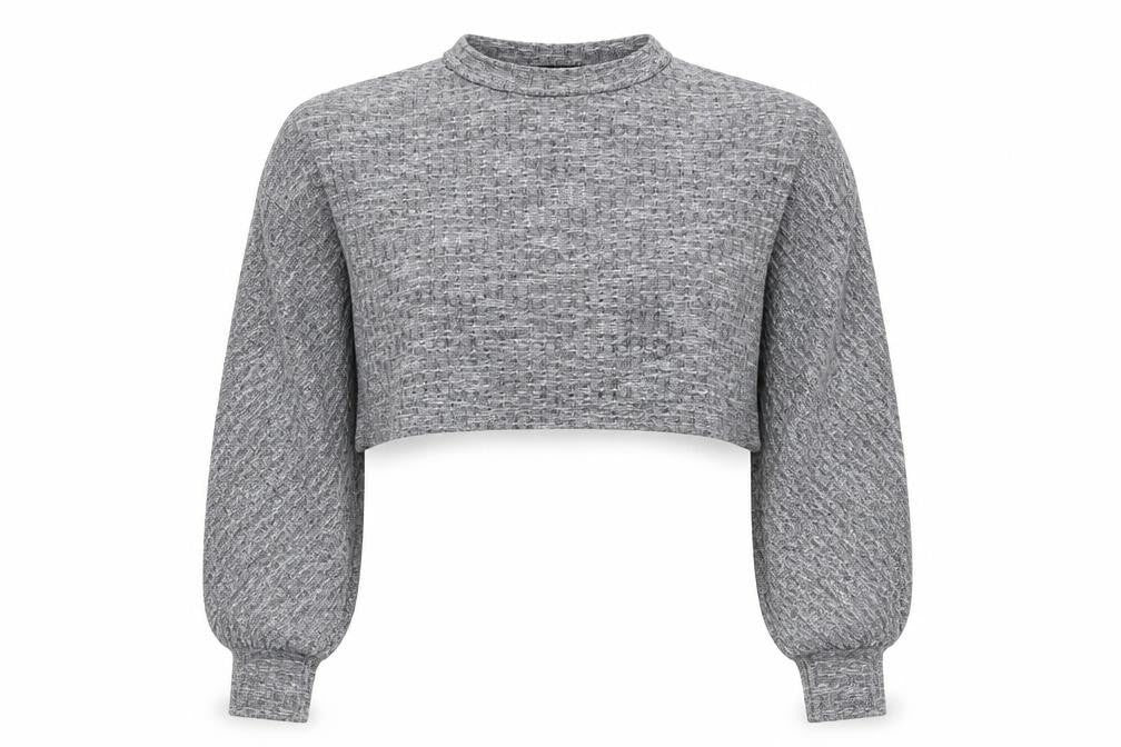 Front view of I SAW IT FIRST women’s grey jumper, size S