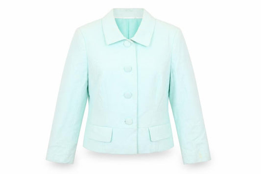 Front view of Bay women’s blue jacket blazer, size UK 12