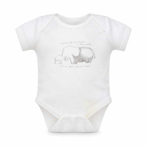 George Baby White   Romper One-Piece Size Newborn  - Elephants