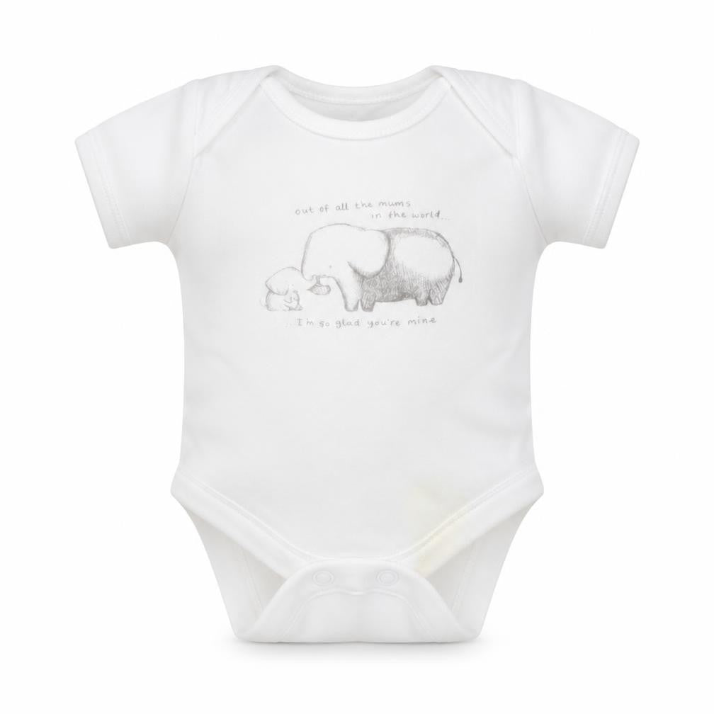 George Baby White   Romper One-Piece Size Newborn  - Elephants