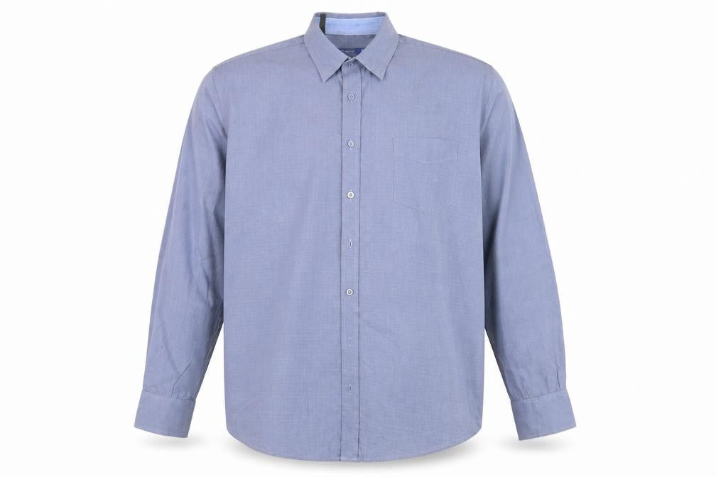 Front view of Premier Man men’s blue button-up, size 2XL