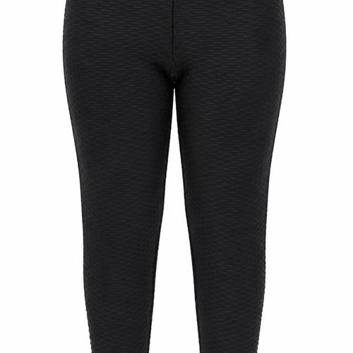 Preworn Womens Black Geometric  Jegging Trousers Size L L28 in - Raised weave texture Ruched Seat