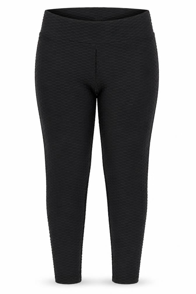 Preworn Womens Black Geometric  Jegging Trousers Size L L28 in - Raised weave texture Ruched Seat