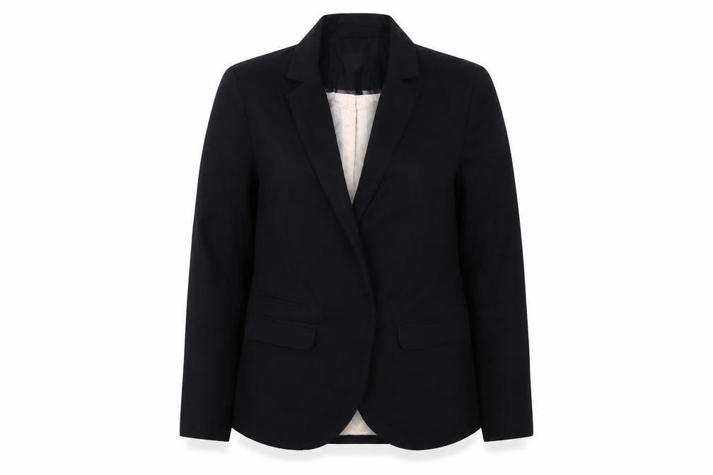Front view of Topshop women’s blue jacket blazer, size UK 8