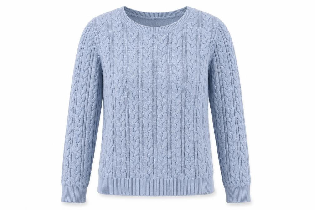 Front view of H&M women’s blue striped jumper, size M