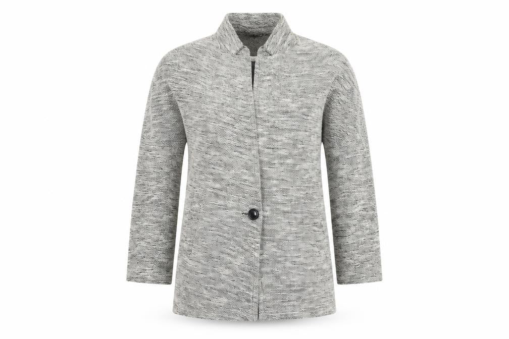 Front view of New Look women’s white overcoat jacket, size UK 6