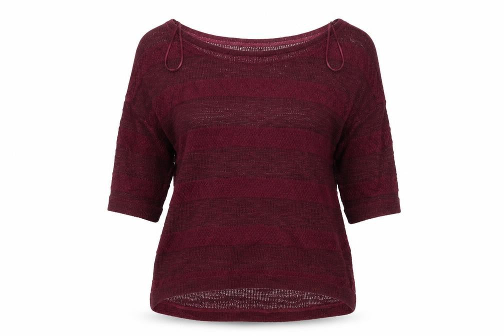 Front view of Dorothy Perkins women’s purple jumper, size UK 10