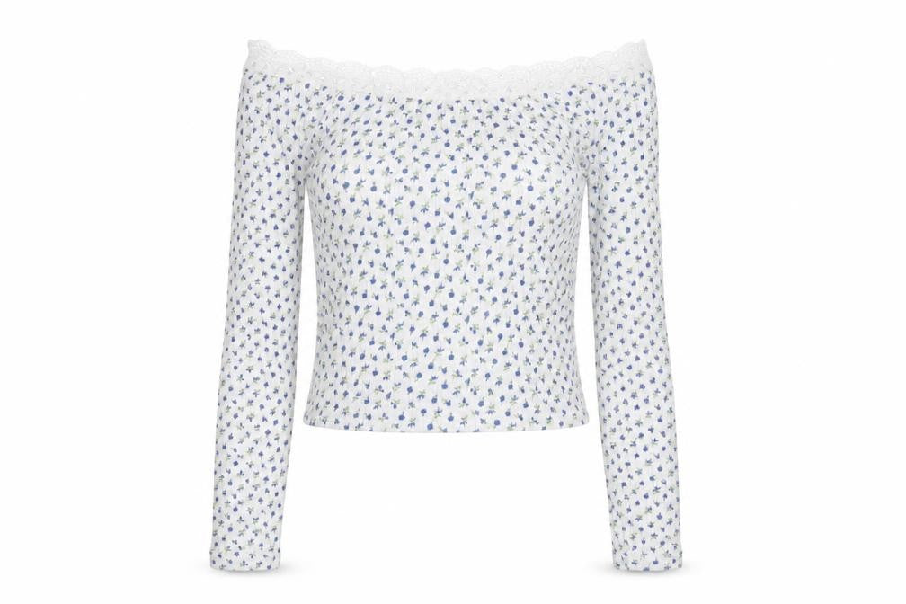 Front view of ASOS women’s white floral basic t-shirt, size UK 10