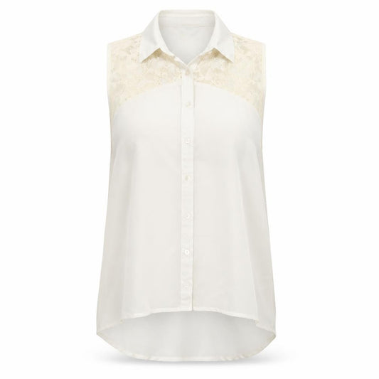 Front view of New Look women’s white basic button-up, size UK 12