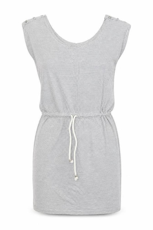 Front view of Swell women’s grey striped mini, size M