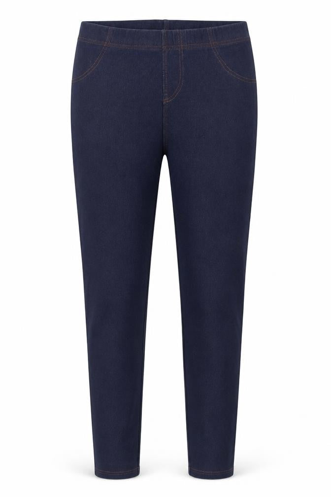 Front view of Original Essentials women’s blue polyester jegging jeans, size M, 25.5-inch leg regular