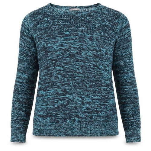 South Womens Blue Round Neck  Acrylic Pullover Jumper Size 12   - Navy Blue & Sky Blue Mix Open knit to shoulders and chest