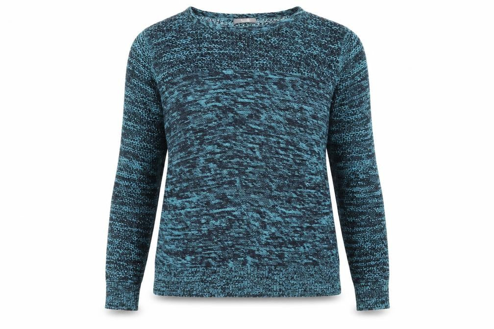 South Womens Blue Round Neck  Acrylic Pullover Jumper Size 12   - Navy Blue & Sky Blue Mix Open knit to shoulders and chest