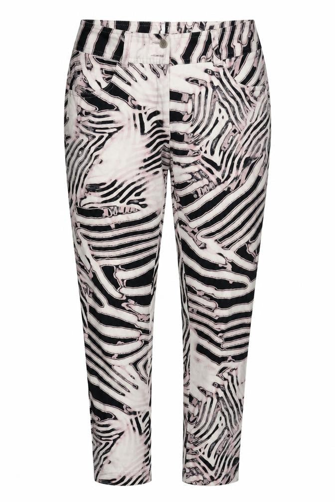 De Facto Womens Multicoloured Geometric Cotton Trousers  Size 10 L27 in Regular