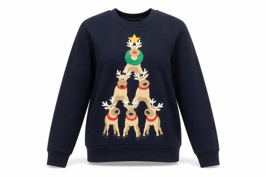 Front view of Avenue women’s blue round neck cotton jumper, size S