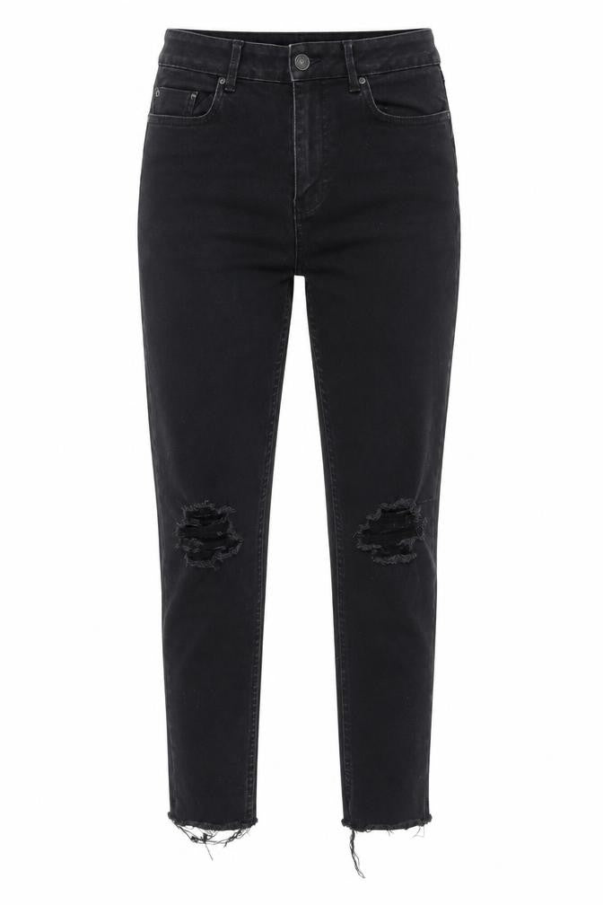 New Look Womens Black  Cotton Straight Jeans Size 12 L25 in Regular