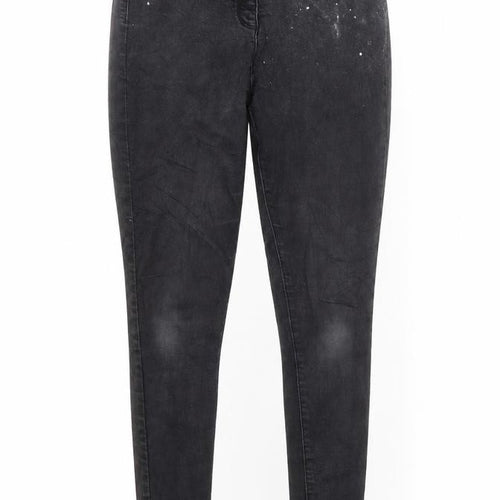 Matalan Womens Grey  Cotton Skinny Jeans Size 12 L28 in Regular