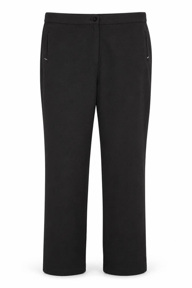 Front view of Marks & Spencer women’s grey polyester dress pants trousers, size UK 16, 32-inch leg regular