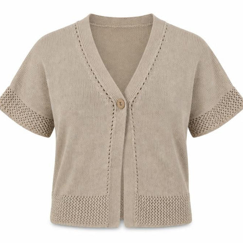 M&S Womens Beige V-Neck  Acrylic Cardigan Jumper Size 10