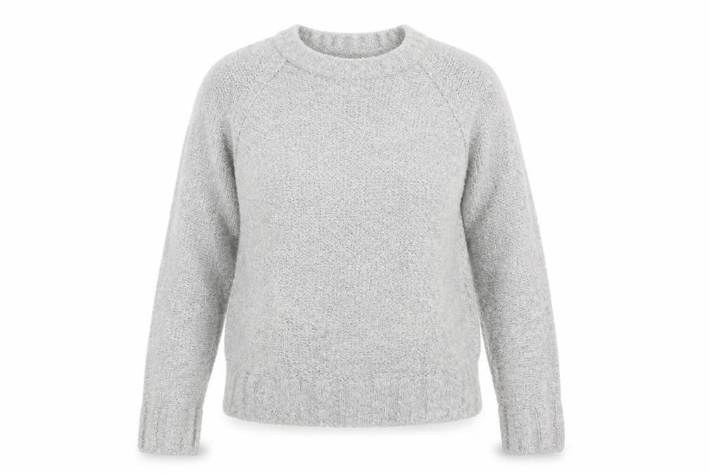 Front view of Primark women’s grey acrylic pullover sweatshirt, size M