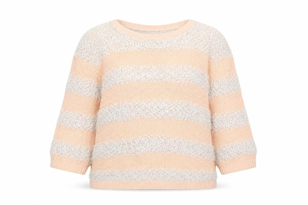Front view of ORIGINALS women’s multicoloured striped polyester pullover sweatshirt, size XL