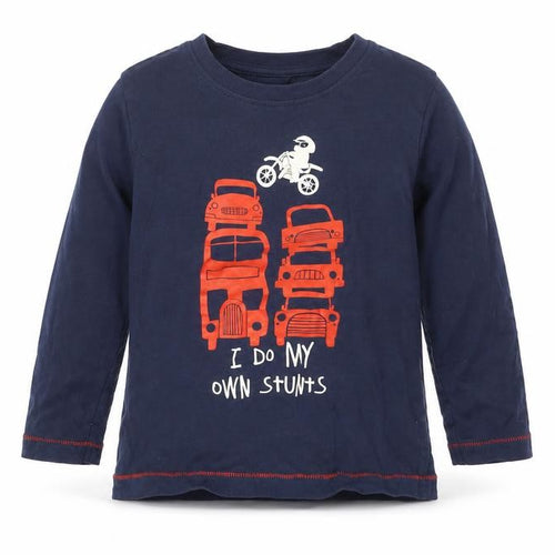 Nutmeg Boys Blue  Cotton Basic T-Shirt Size 2-3 Years Round Neck  - I DO MY OWN STUNTS