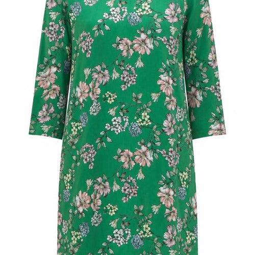 New Look Womens Green Floral Polyester A-Line  Size 12 Round Neck
