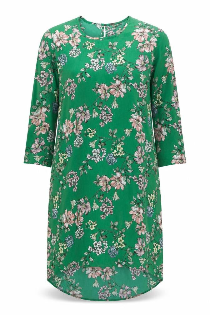 New Look Womens Green Floral Polyester A-Line  Size 12 Round Neck