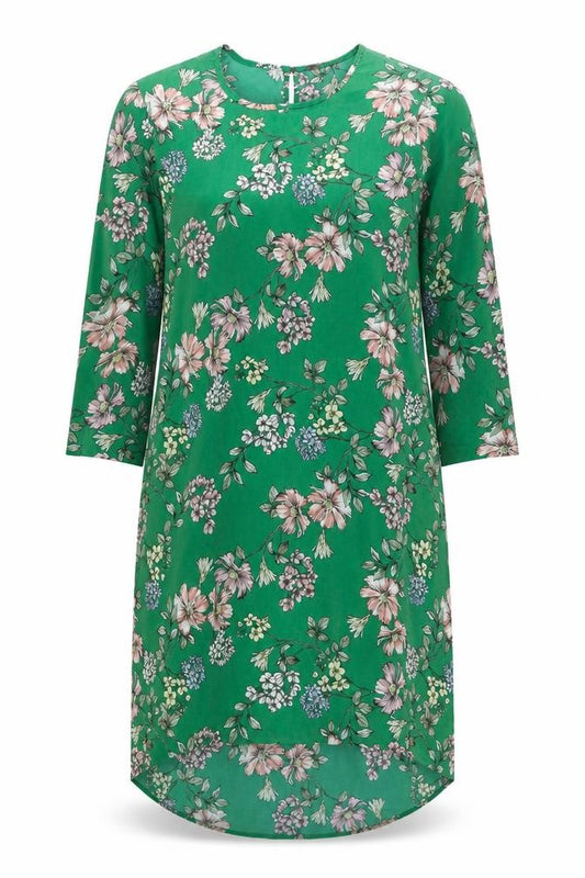 Front view of New Look women’s green floral polyester a-line, size UK 12, round neck