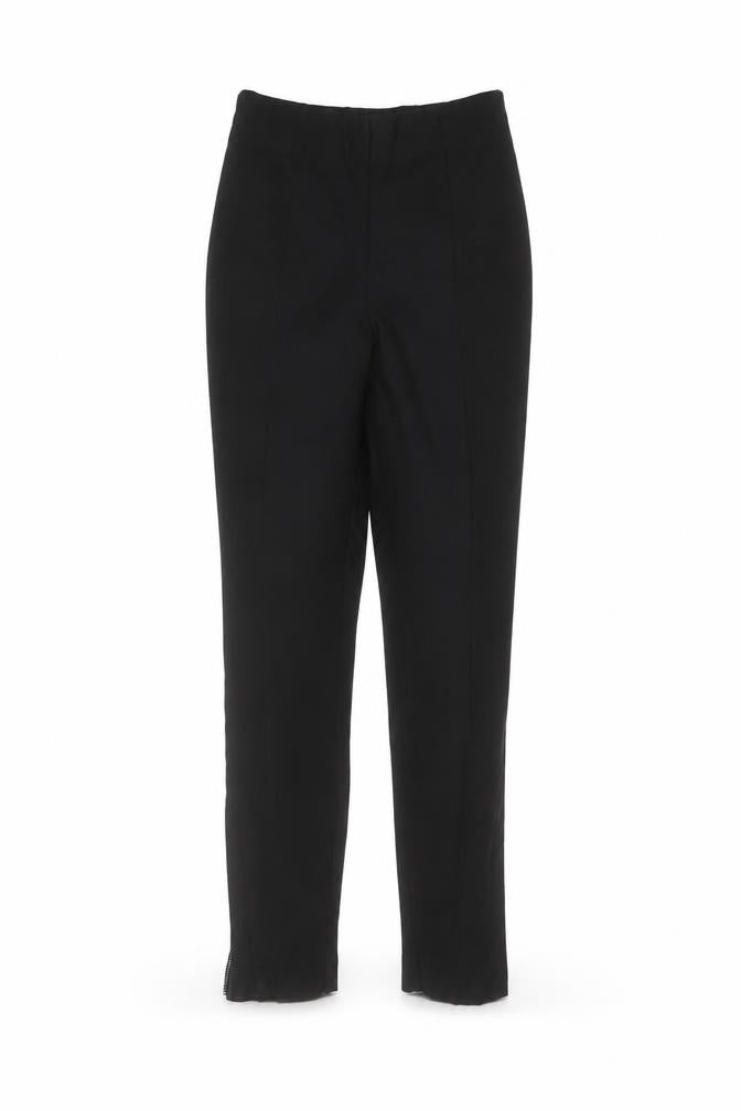 Front view of ASOS women’s black viscose trousers, size UK 8, 26-inch leg regular
